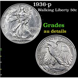 1936-p Walking Liberty Half Dollar 50c Grades AU Details