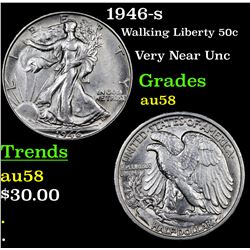 1946-s Walking Liberty Half Dollar 50c Grades Choice AU/BU Slider
