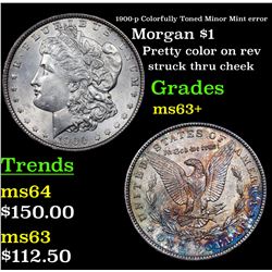 1900-p Colorfully Toned Minor Mint error Morgan Dollar $1 Grades Select+ Unc