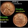 Image 1 : 1910-p Lincoln Cent 1c Grades Unc Details