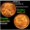 Image 1 : 1936-p Lincoln Cent 1c Grades Gem+ Unc RD