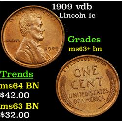 1909 vdb Lincoln Cent 1c Grades Select+ Unc BN