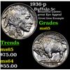 Image 1 : 1936-p Buffalo Nickel 5c Grades GEM Unc