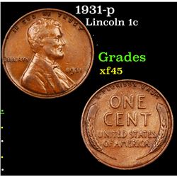 1931-p Lincoln Cent 1c Grades xf+