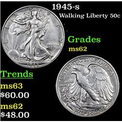 1945-s Walking Liberty Half Dollar 50c Grades Select Unc
