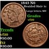 Image 1 : 1843 N6 Braided Hair Large Cent 1c Grades vf, very fine