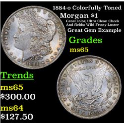 1884-o Colorfully Toned Morgan Dollar $1 Grades GEM Unc