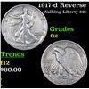 Image 1 : 1917-d Reverse Walking Liberty Half Dollar 50c Grades f, fine