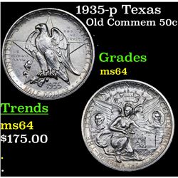 1935-p Texas Old Commem Half Dollar 50c Grades Choice Unc
