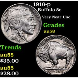 1916-p Buffalo Nickel 5c Grades Choice AU/BU Slider
