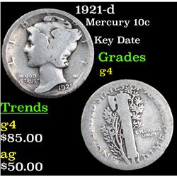 1921-d Mercury Dime 10c Grades g, good