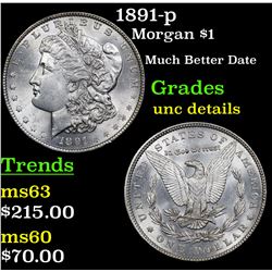 1891-p Morgan Dollar $1 Grades Unc Details