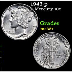 1943-p Mercury Dime 10c Grades Select+ Unc