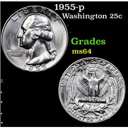 1955-p Washington Quarter 25c Grades Choice Unc