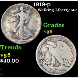 1919-p Walking Liberty Half Dollar 50c Grades vg, very good
