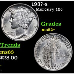 1937-s Mercury Dime 10c Grades Select Unc