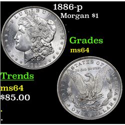 1886-p Morgan Dollar $1 Grades Choice Unc