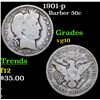 Image 1 : 1901-p Barber Half Dollars 50c Grades vg+