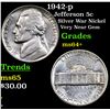 Image 1 : 1942-p Jefferson Nickel 5c Grades Choice+ Unc