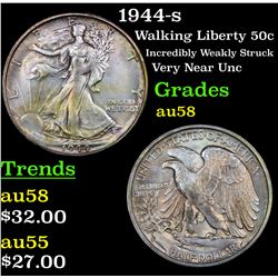 1944-s Walking Liberty Half Dollar 50c Grades Choice AU/BU Slider