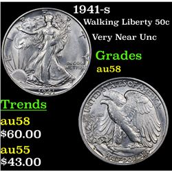 1941-s Walking Liberty Half Dollar 50c Grades Choice AU/BU Slider