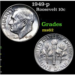 1949-p Roosevelt Dime 10c Grades Select Unc