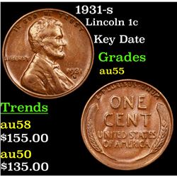 1931-s Lincoln Cent 1c Grades Choice AU