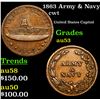 Image 1 : 1863 Army & Navy Civil War Token 1c Grades Select AU