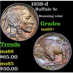1938-d Buffalo Nickel 5c Grades GEM+ Unc