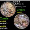 Image 1 : 1938-d Buffalo Nickel 5c Grades GEM+ Unc
