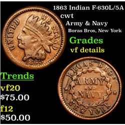 1863 Indian F-630L/5A Civil War Token 1c Grades vf details