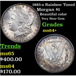 1885-o Rainbow Toned Morgan Dollar $1 Grades Choice+ Unc