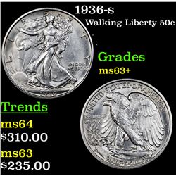 1936-s Walking Liberty Half Dollar 50c Grades Select+ Unc