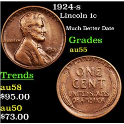 1924-s Lincoln Cent 1c Grades Choice AU