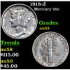 Image 1 : 1918-d Mercury Dime 10c Grades Select AU