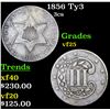 Image 1 : 1856 Ty3 Three Cent Silver 3cs Grades vf+