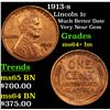 Image 1 : 1913-s Lincoln Cent 1c Grades Choice+ Unc BN