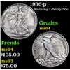 Image 1 : 1936-p Walking Liberty Half Dollar 50c Grades Choice Unc