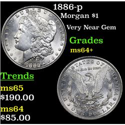 1886-p Morgan Dollar $1 Grades Choice+ Unc