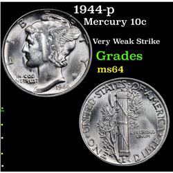 1944-p Mercury Dime 10c Grades Choice Unc