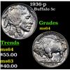 Image 1 : 1936-p Buffalo Nickel 5c Grades Choice Unc