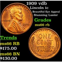 1909 vdb Lincoln Cent 1c Grades GEM+ Unc RB