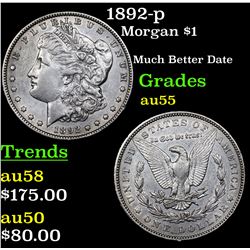 1892-p Morgan Dollar $1 Grades Choice AU