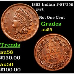1863 Indian F-87/356 Civil War Token 1c Grades Choice AU