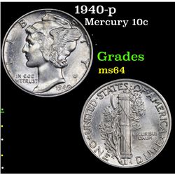 1940-p Mercury Dime 10c Grades Choice Unc
