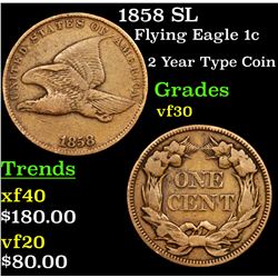 1858 SL Flying Eagle Cent 1c Grades vf++