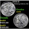 Image 1 : 1934-d Walking Liberty Half Dollar 50c Grades Choice Unc