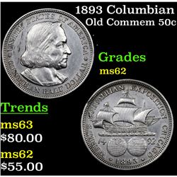 1893 Columbian Old Commem Half Dollar 50c Grades Select Unc