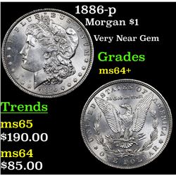 1886-p Morgan Dollar $1 Grades Choice+ Unc