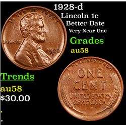 1928-d Lincoln Cent 1c Grades Choice AU/BU Slider